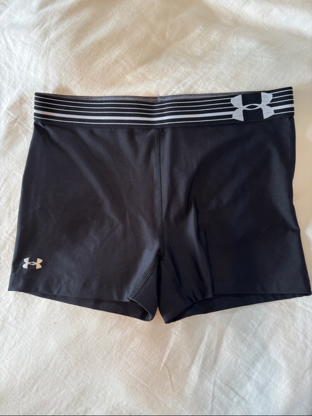 Under Armour Black Women's Compression Bike Shorts with Striped Waistband